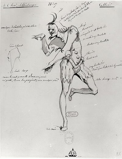 Costume per un acrobata in Benvenuto Cellini di Hector Berlioz, 1838 da Paul Lormier